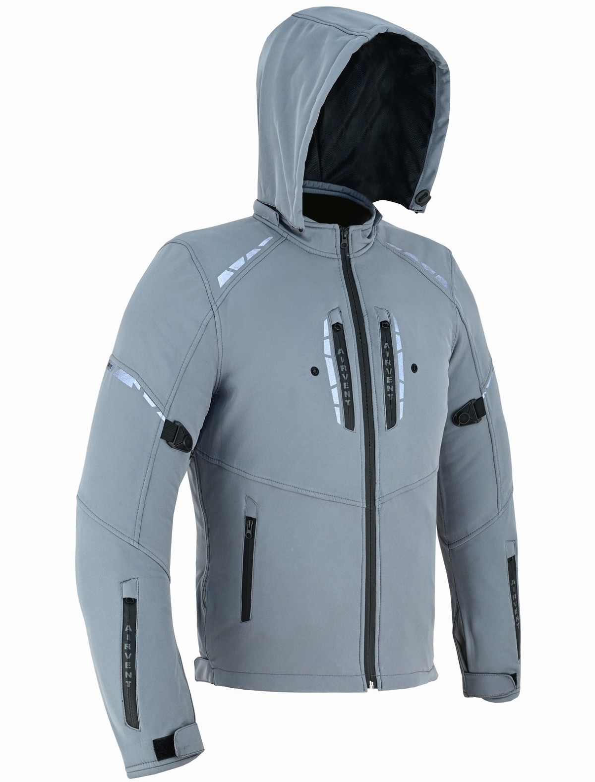 CHAQUETA DE MOTO UNISEX EN TEJIDO SOFTSHELL, NEOPRENO IMPERMEABLE, T&Eacute;RMICO Y PROTECTORES C.E.