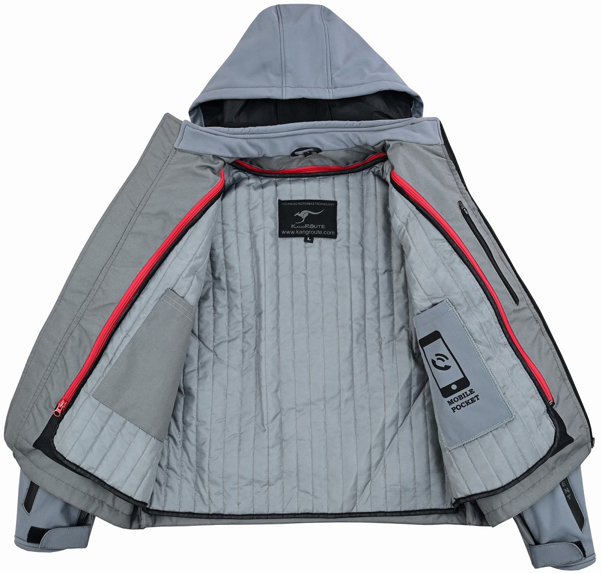 CHAQUETA DE MOTO UNISEX EN TEJIDO SOFTSHELL, NEOPRENO IMPERMEABLE, T&Eacute;RMICO Y PROTECTORES C.E.