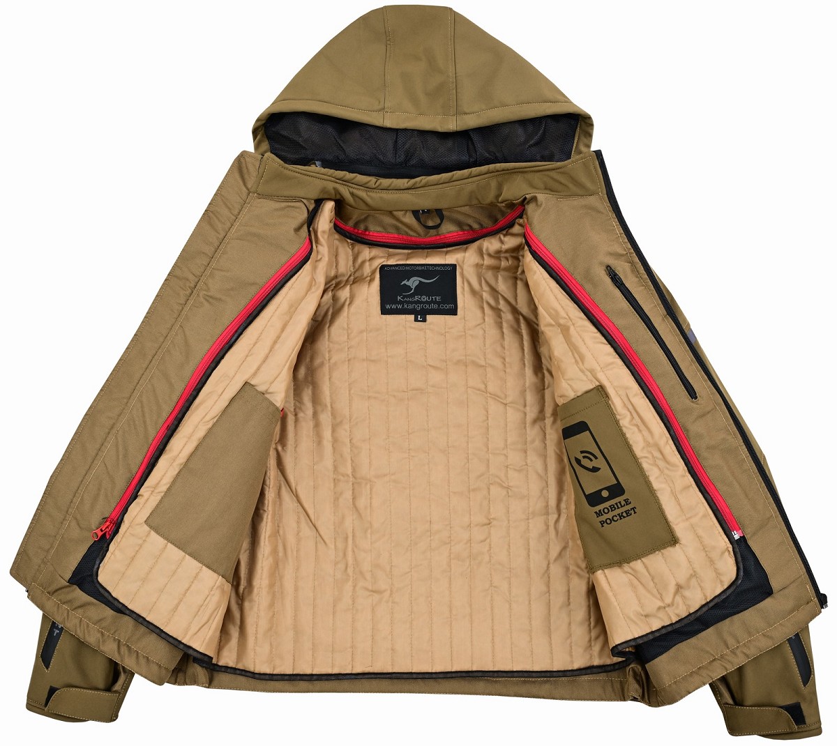 CHAQUETA DE MOTO UNISEX EN TEJIDO SOFTSHELL, NEOPRENO IMPERMEABLE, T&Eacute;RMICO Y PROTECTORES C.E.