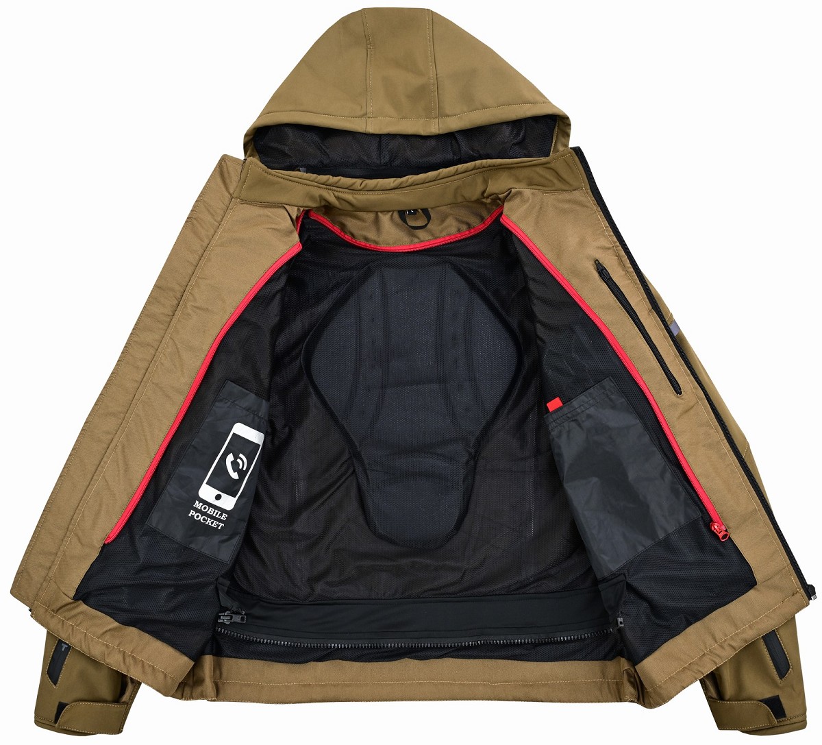 CHAQUETA DE MOTO UNISEX EN TEJIDO SOFTSHELL, NEOPRENO IMPERMEABLE, T&Eacute;RMICO Y PROTECTORES C.E.