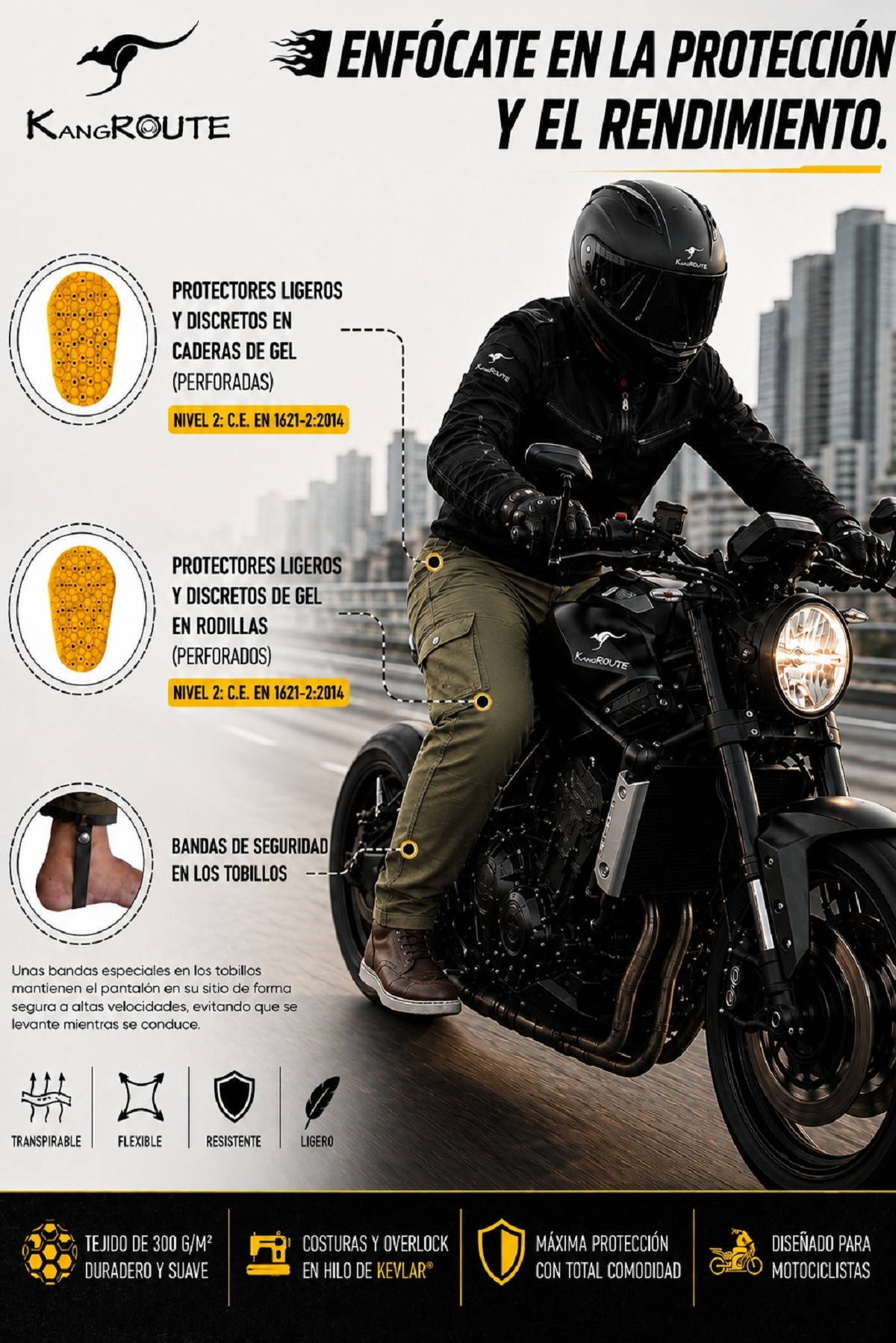 PANTALON DE MOTO VAQUERO ESTILO CHANDAL CARGO UNISEX, ELÁSTICO, 100% FORRADO EN KEVLAR® CON PROTECCIONES GEL CE NIVEL 2. PANTALON DE MOTO VAQUERO ESTILO CHANDAL CARGO UNISEX, ELÁSTICO, 100% FORRADO EN KEVLAR® CON PROTECCIONES GEL CE NIVEL 2.