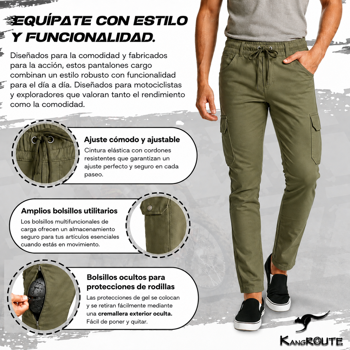 PANTALON DE MOTO VAQUERO ESTILO CHANDAL CARGO UNISEX, ELÁSTICO, 100% FORRADO EN KEVLAR® CON PROTECCIONES GEL CE NIVEL 2. PANTALON DE MOTO VAQUERO ESTILO CHANDAL CARGO UNISEX, ELÁSTICO, 100% FORRADO EN KEVLAR® CON PROTECCIONES GEL CE NIVEL 2.