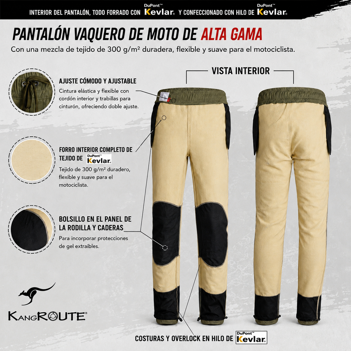 PANTALON DE MOTO VAQUERO ESTILO CHANDAL CARGO UNISEX, ELÁSTICO, 100% FORRADO EN KEVLAR® CON PROTECCIONES GEL CE NIVEL 2. PANTALON DE MOTO VAQUERO ESTILO CHANDAL CARGO UNISEX, ELÁSTICO, 100% FORRADO EN KEVLAR® CON PROTECCIONES GEL CE NIVEL 2.