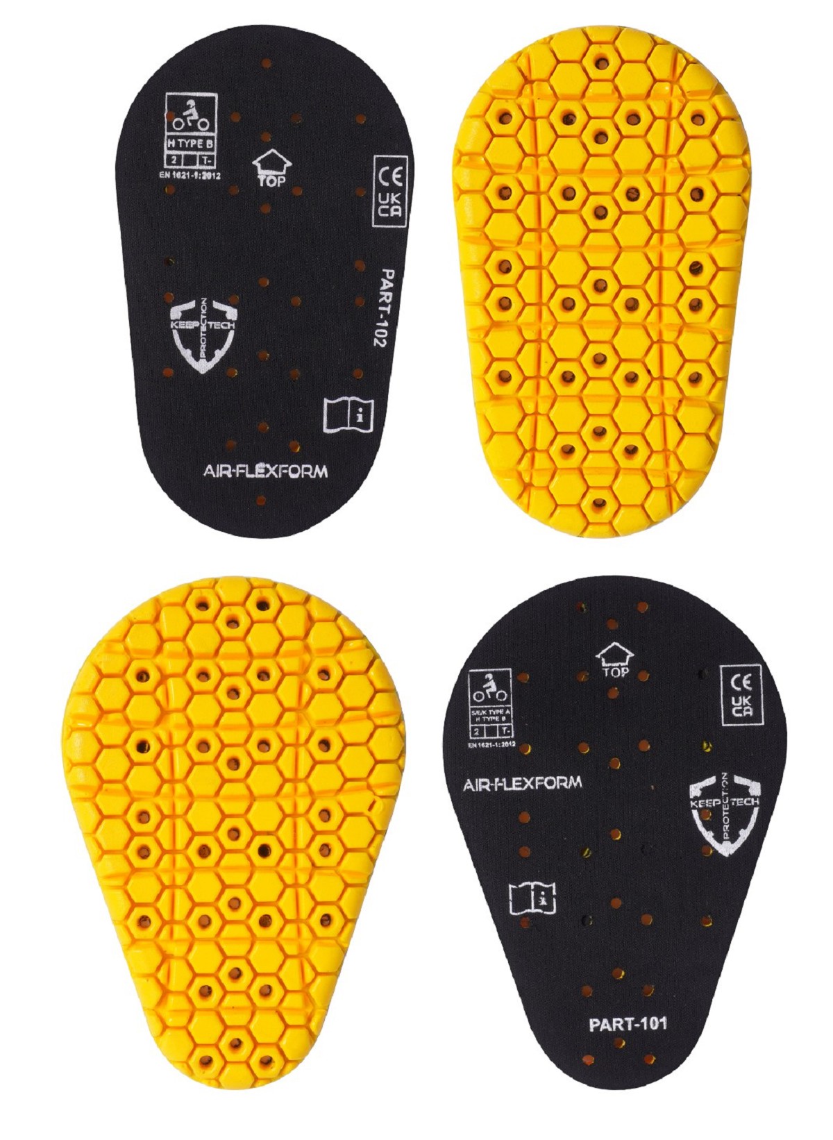 Pack de Protectores de Gel Bio Lite, Rodillas y Caderas, Flexibles y Perforados, Homologación CE Nivel 2 (EN1621-2) Pack de Protectores de Gel Bio Lite, Rodillas y Caderas, Flexibles y Perforados, Homologación CE Nivel 2 (EN1621-2)