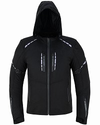 CHAQUETA DE MOTO UNISEX EN TEJIDO SOFTSHELL, NEOPRENO IMPERMEABLE, TÉRMICO Y PROTECTORES C.E.