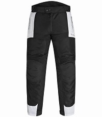 PANTALÓN DE MOTO DE VERANO UNISEX, PERFORADO, CON PROTECCIONES CE Y FORRO IMPERMEABLE DESMONTABLE. PRENDA CERTIFICADA CE CLASE AA