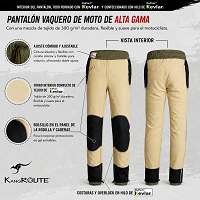 PANTALON DE MOTO VAQUERO ESTILO CHANDAL CARGO UNISEX, ELÁSTICO, 100% FORRADO EN KEVLAR® CON PROTECCIONES GEL CE NIVEL 2.