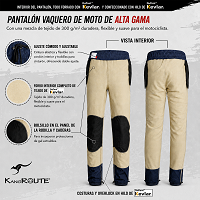 PANTALON DE MOTO VAQUERO ESTILO CHANDAL CARGO UNISEX, ELÁSTICO, 100% FORRADO EN KEVLAR® CON PROTECCIONES GEL CE NIVEL 2.
