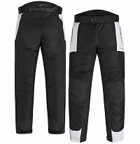 PANTALÓN DE MOTO DE VERANO UNISEX, PERFORADO, CON PROTECCIONES CE Y FORRO IMPERMEABLE DESMONTABLE. PRENDA CERTIFICADA CE CLASE AA