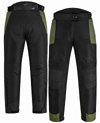 PANTALÓN DE MOTO DE VERANO UNISEX, PERFORADO, CON PROTECCIONES CE Y FORRO IMPERMEABLE DESMONTABLE. PRENDA CERTIFICADA CE CLASE AA